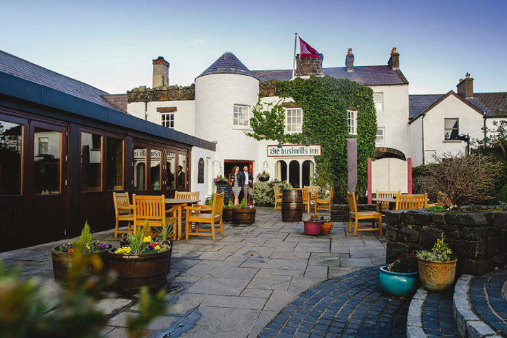 Entrance & outside dining area of Bushmills Inn Hotel